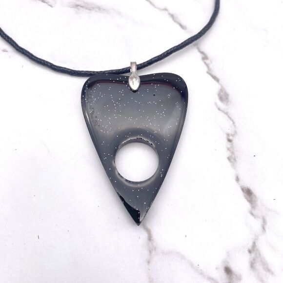 Black Purple Chrome Dipped Ouija Planchette Necklace - Picture 11 of 11